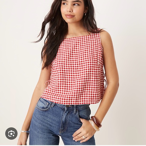 Abercrombie & Fitch Tops - Abercrombie & Fitch Women’s Small Red and White Gingham Side Tie Top Apron